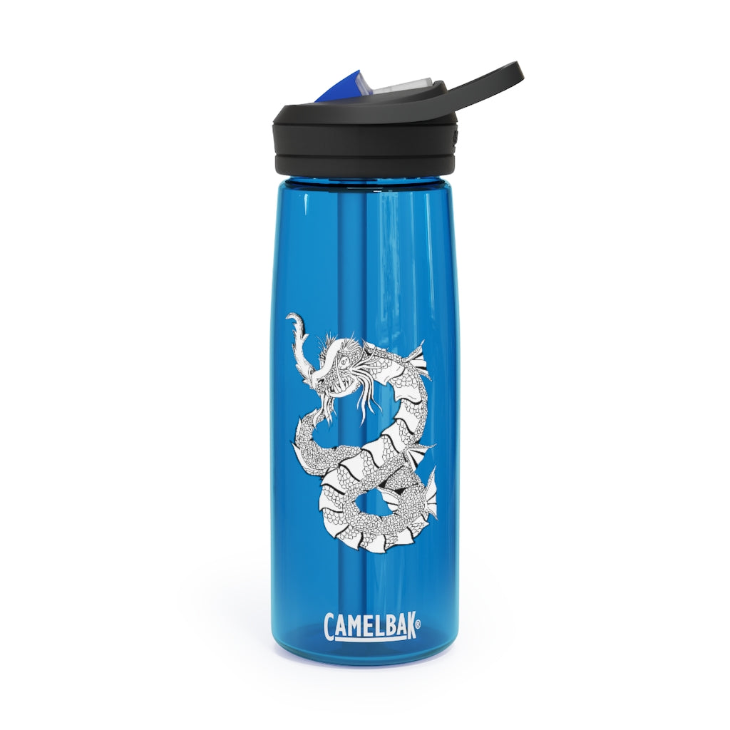 Gydraxis CamelBak Eddy® Water Bottle in 20oz and 25oz sizes, showcasing its robust design and spill-proof features.