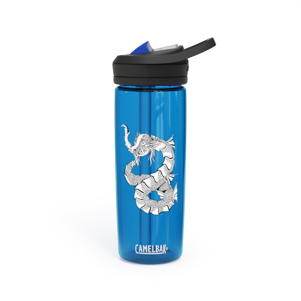 Gydraxis CamelBak Eddy® Water Bottle in 20oz and 25oz sizes, showcasing its robust design and spill-proof features.