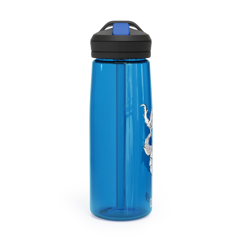 Gydraxis CamelBak Eddy® Water Bottle in 20oz and 25oz sizes, showcasing its robust design and spill-proof features.