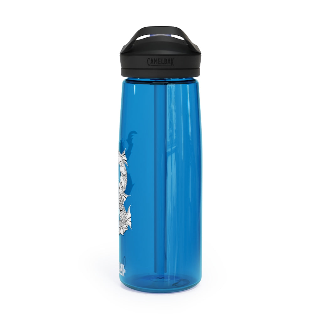 Gydraxis CamelBak Eddy® Water Bottle in 20oz and 25oz sizes, showcasing its robust design and spill-proof features.