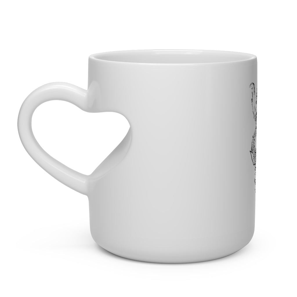 Gydraxis Heart Shape Mug featuring a white ceramic design with a heart-shaped handle, perfect for hot beverages.