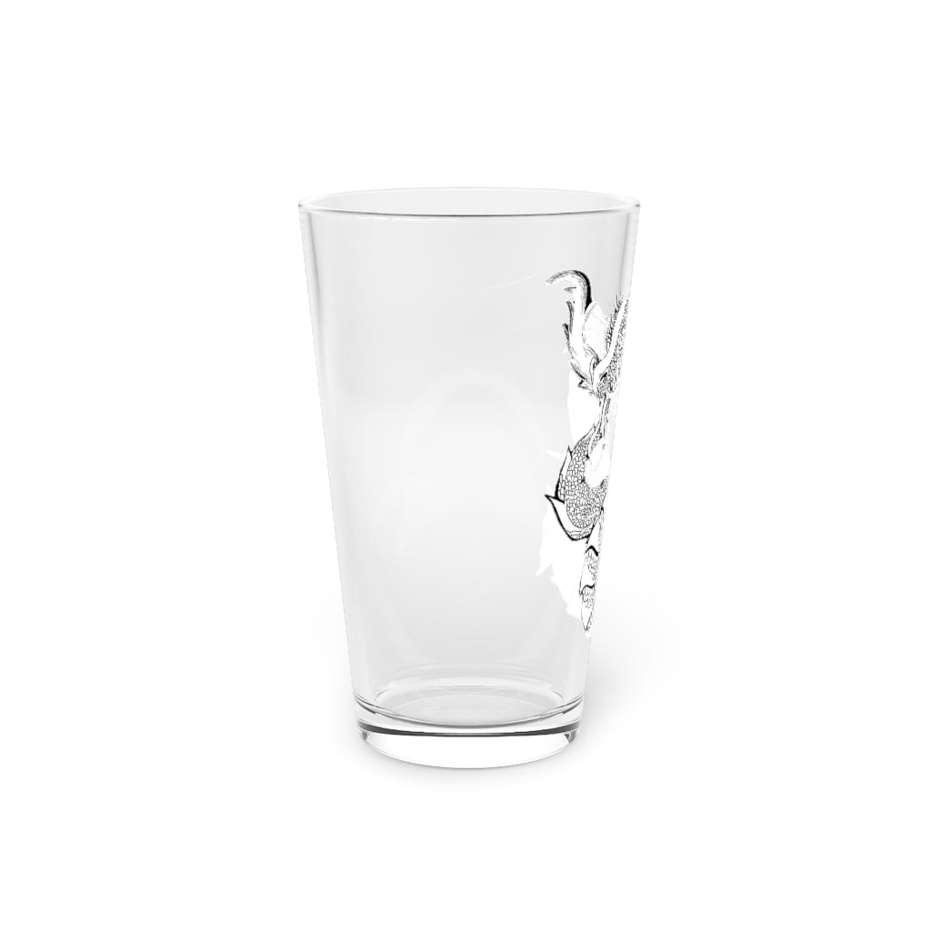 Gydraxis Pint Glass, 16oz, clear glass with custom printed design, perfect for beverages.