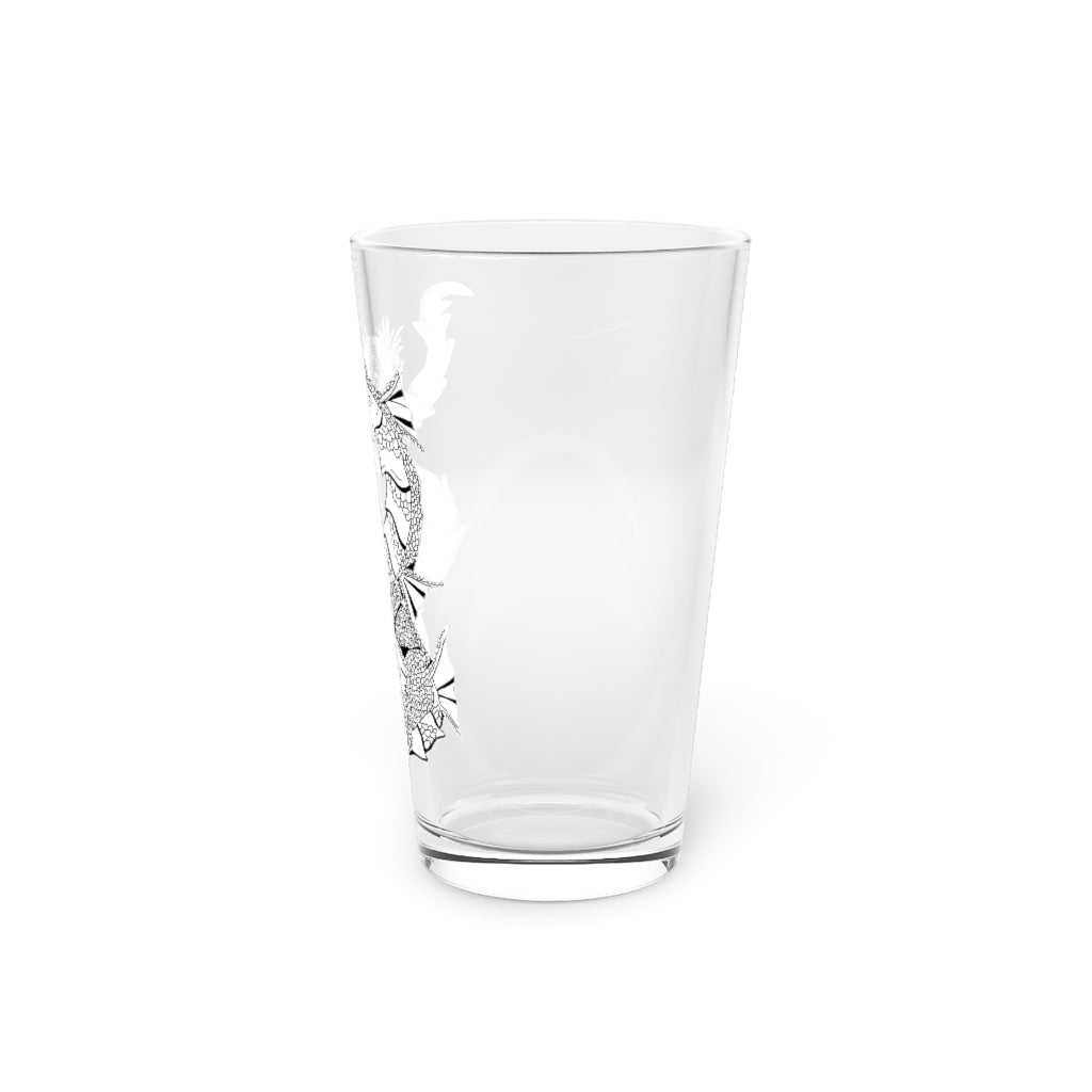 Gydraxis Pint Glass, 16oz, clear glass with custom printed design, perfect for beverages.