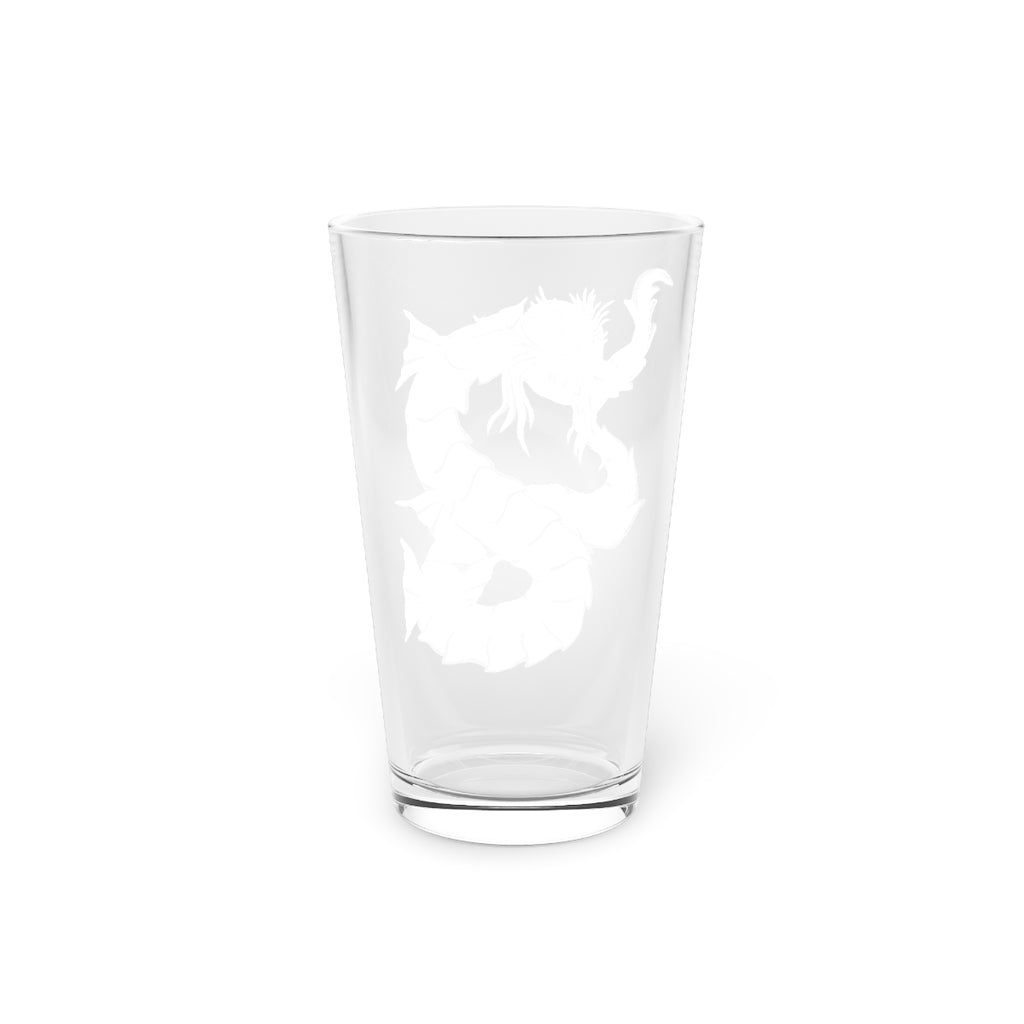 Gydraxis Pint Glass, 16oz, clear glass with custom printed design, perfect for beverages.