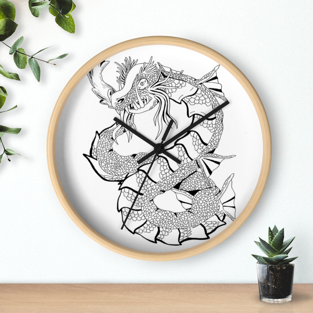 Gydraxis Wall Clock featuring a wooden frame and plexiglass face, ideal for indoor use.