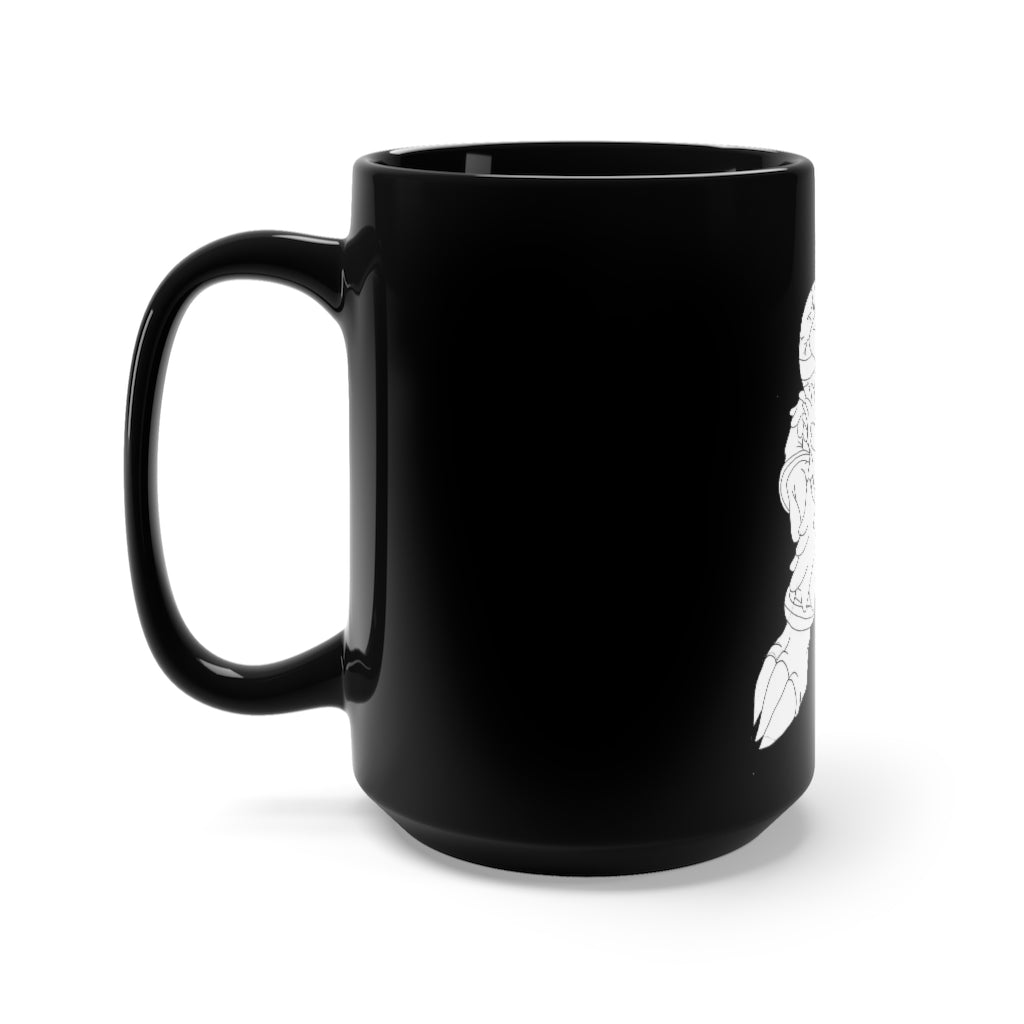 Gydro Black Mug 15oz featuring a sleek black ceramic design with rounded corners and a comfortable C-handle.