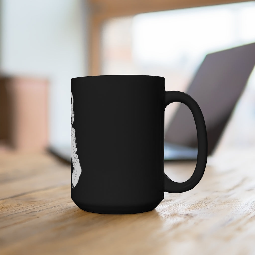 Gydro Black Mug 15oz featuring a sleek black ceramic design with rounded corners and a comfortable C-handle.