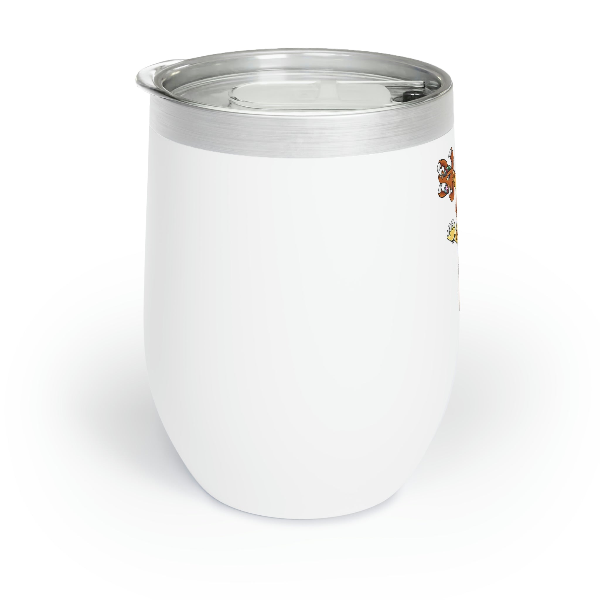 Gydro Chill Wine Tumbler in stainless steel with a customizable design, showcasing its double-insulated walls and stemless shape.