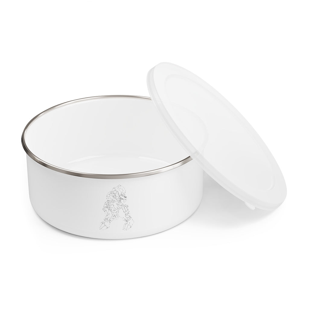 Gydro Enamel Bowl featuring a stylish design, translucent lid, and anti-slip backing, available in three sizes.