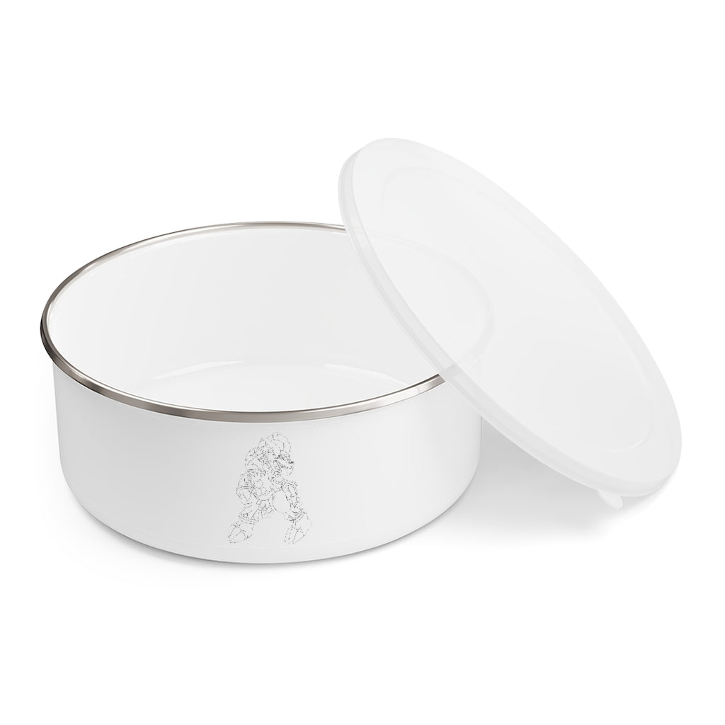 Gydro Enamel Bowl featuring a stylish design, translucent lid, and anti-slip backing, available in three sizes.