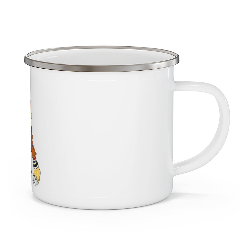 Gydro Enamel Camping Mug with a stylish design, featuring a C-handle and a durable enamel finish, perfect for outdoor adventures.