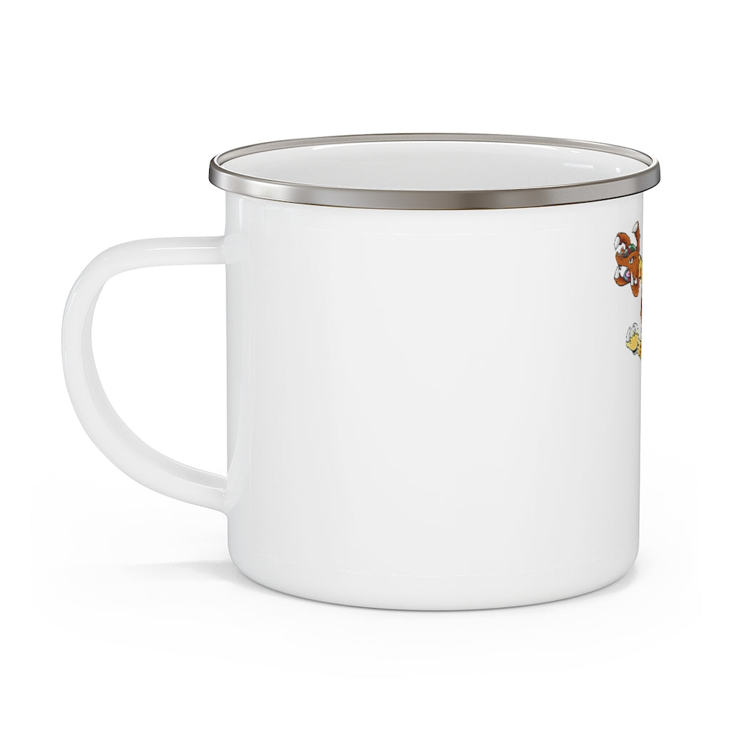 Gydro Enamel Camping Mug with a stylish design, featuring a C-handle and a durable enamel finish, perfect for outdoor adventures.