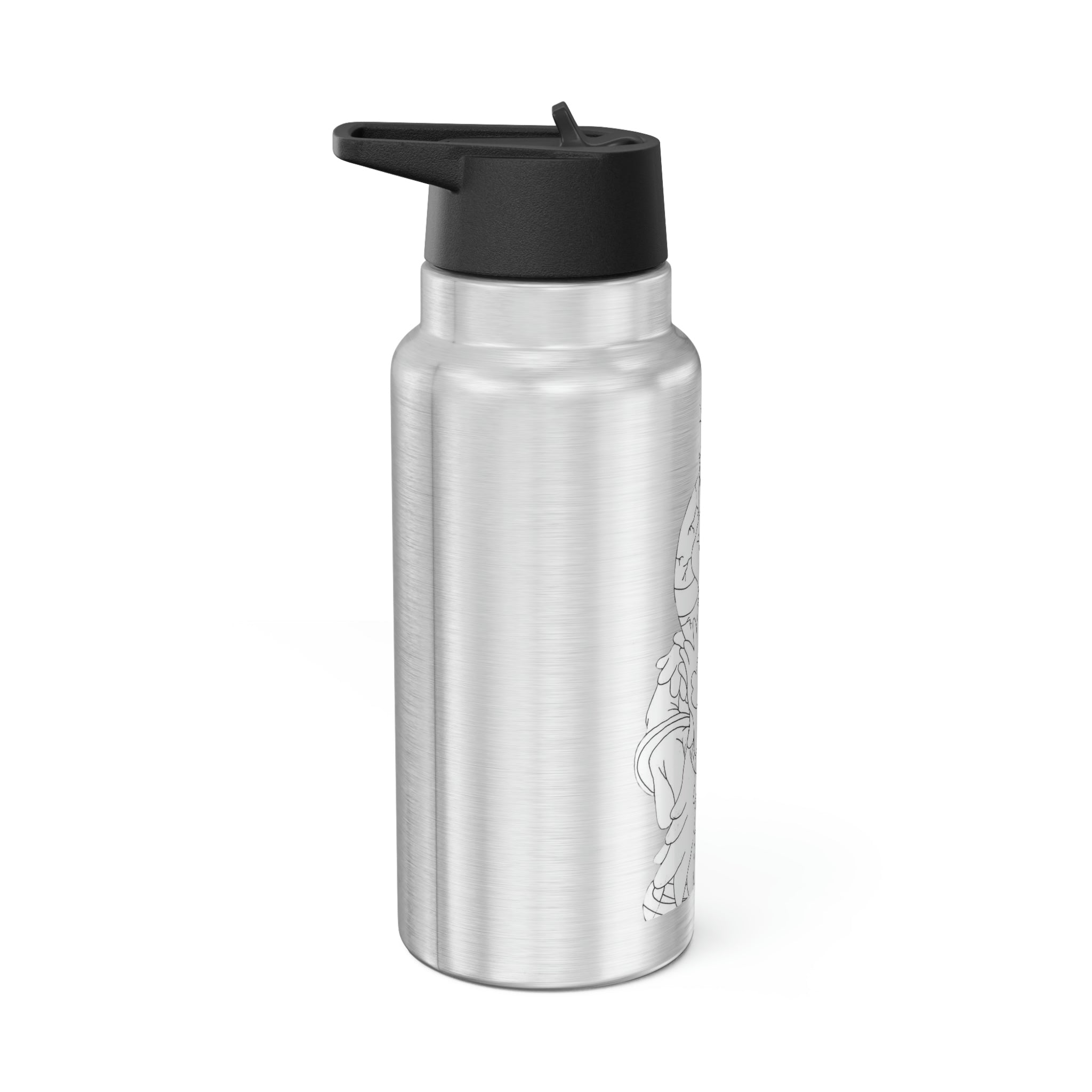 Gydro Gator Tumbler in stainless steel with a black cap and plastic straw, showcasing a customizable design.