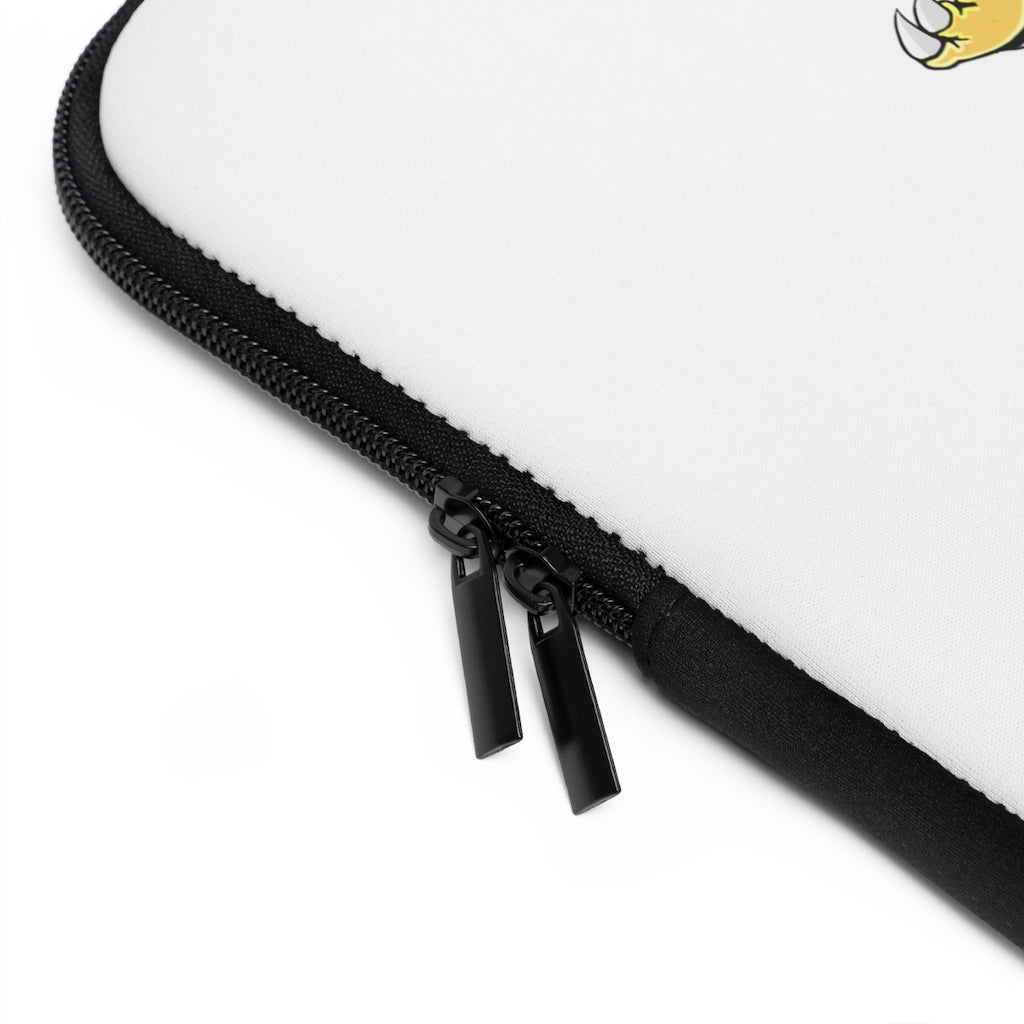 Gydro Laptop Sleeve featuring a customizable front design and solid black back, made from smooth neoprene material.