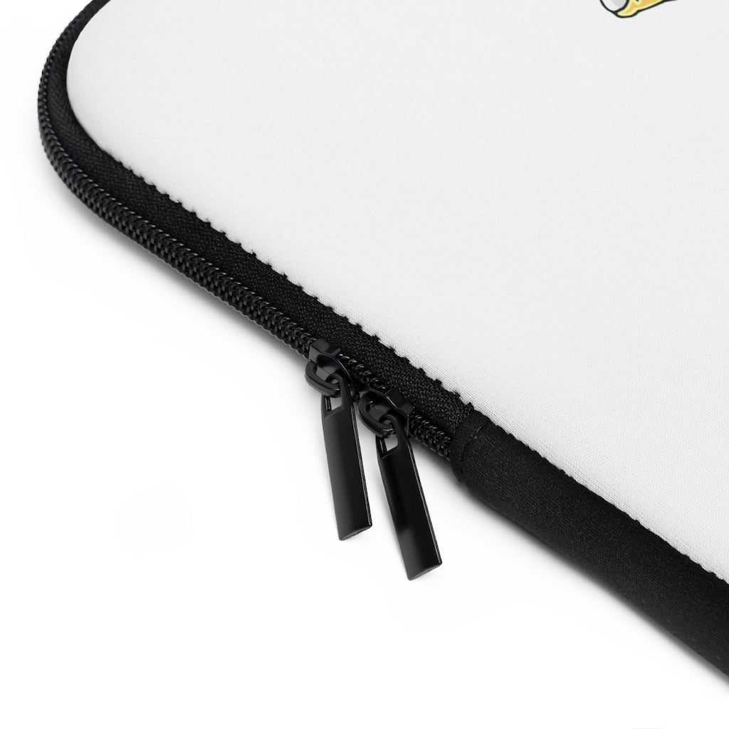 Gydro Laptop Sleeve featuring a customizable front design and solid black back, made from smooth neoprene material.