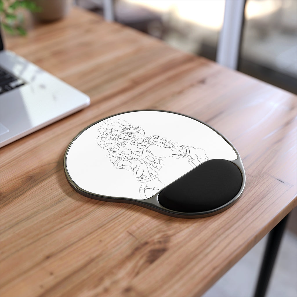 Gydro Mouse Pad with ergonomic Memory Foam wrist rest and custom-printed neoprene insert, featuring a foot-shaped black plastic base.