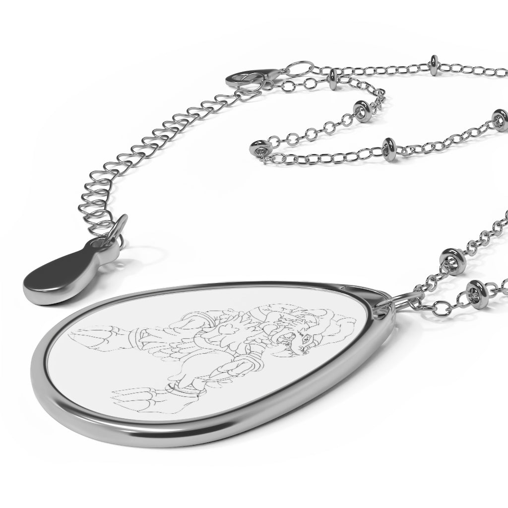 Gydro Oval Necklace featuring a personalized brass pendant in an elegant ellipse shape with a lobster clasp closure.