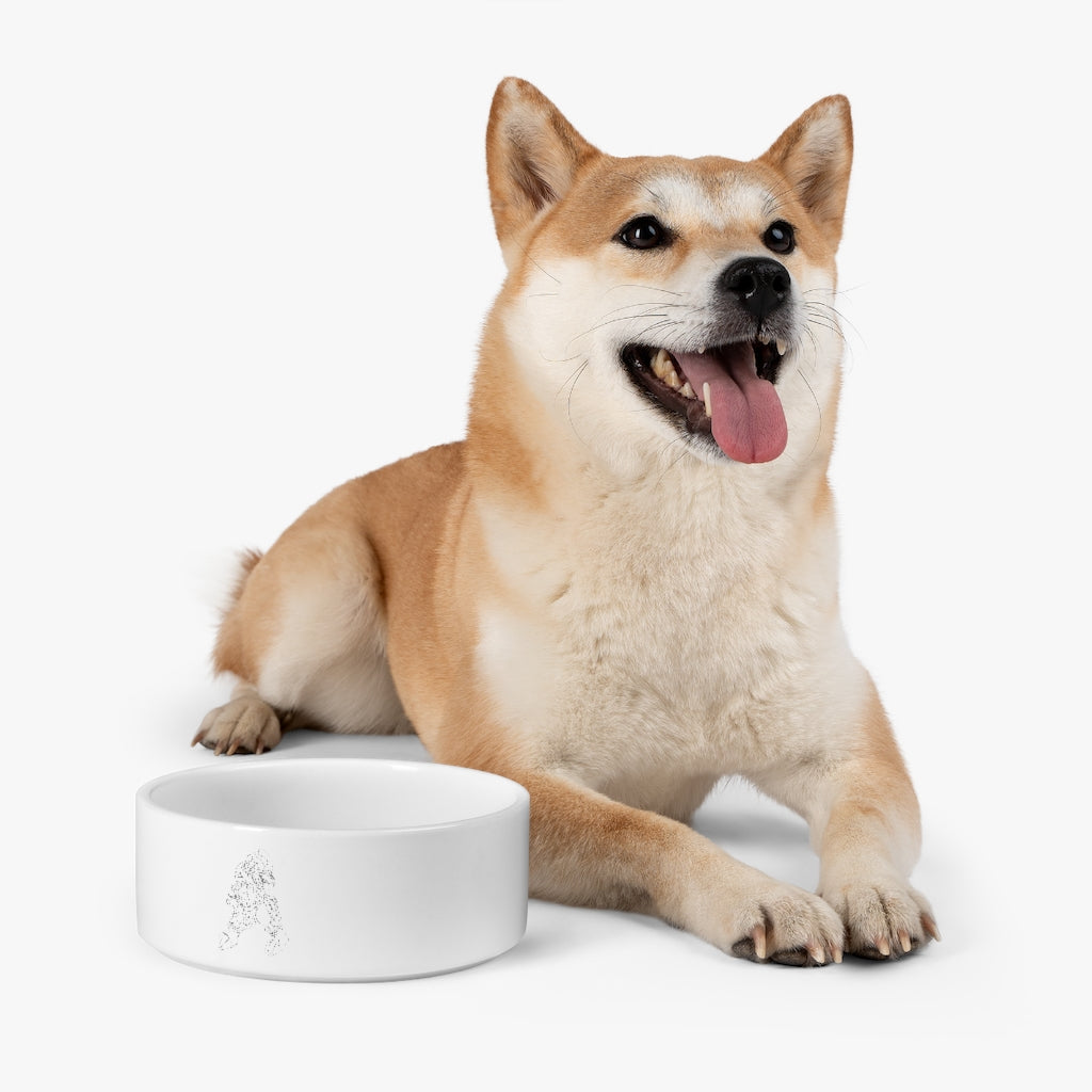 Gydro Pet Bowl in white ceramic with customizable design, 6 inches in diameter, perfect for pet feeding.