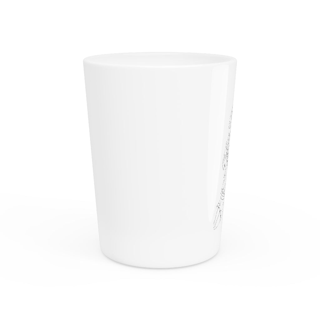 Personalized Gydro Shot Glass with white ceramic and customizable design, available in white or black interior.