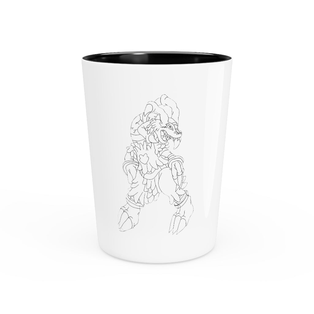 Personalized Gydro Shot Glass with white ceramic and customizable design, available in white or black interior.