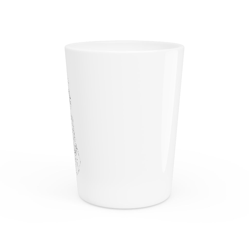 Personalized Gydro Shot Glass with white ceramic and customizable design, available in white or black interior.