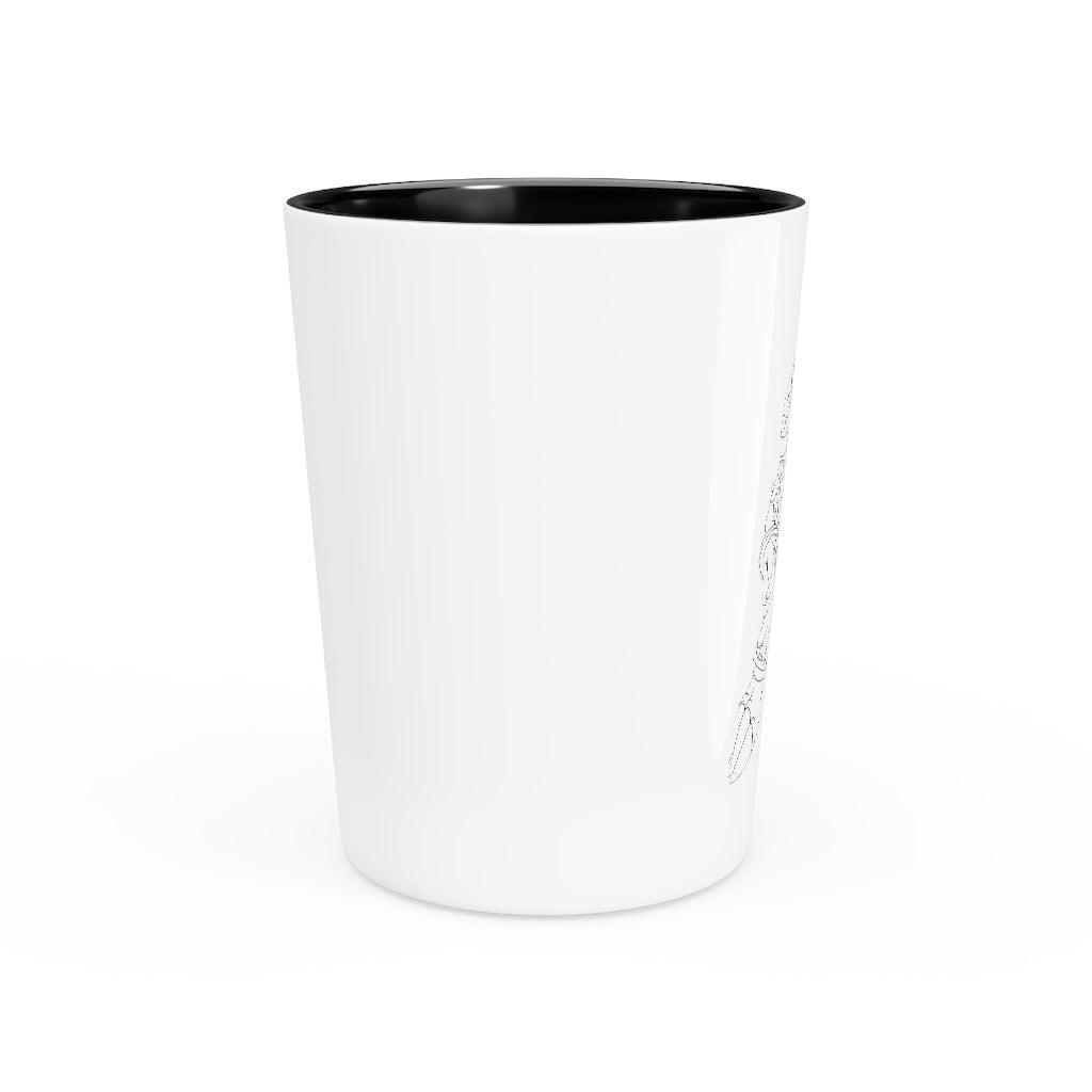 Personalized Gydro Shot Glass with white ceramic and customizable design, available in white or black interior.