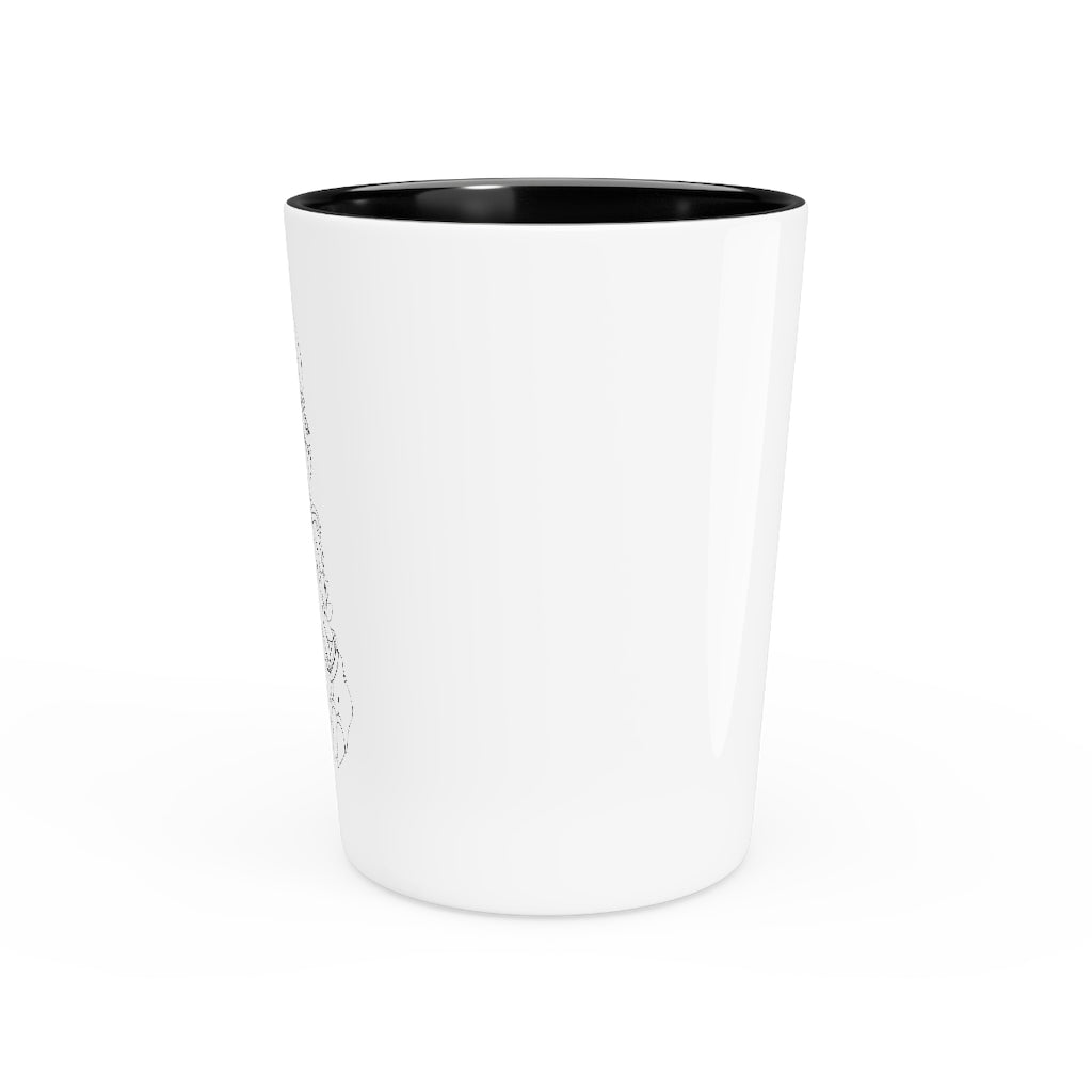 Personalized Gydro Shot Glass with white ceramic and customizable design, available in white or black interior.