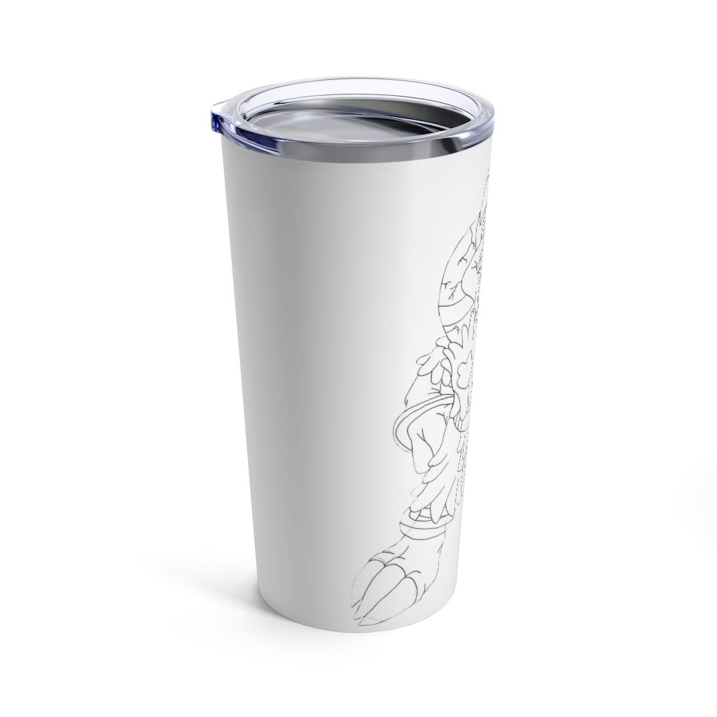 Gydro Tumbler 20oz in stainless steel with a see-thru plastic lid, showcasing its sleek design and rounded corners.