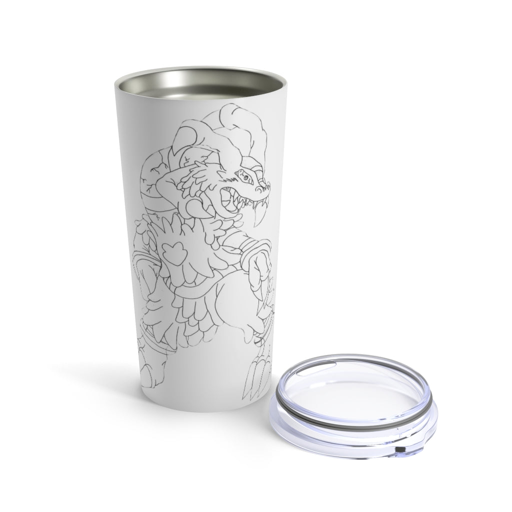 Gydro Tumbler 20oz in stainless steel with a see-thru plastic lid, showcasing its sleek design and rounded corners.