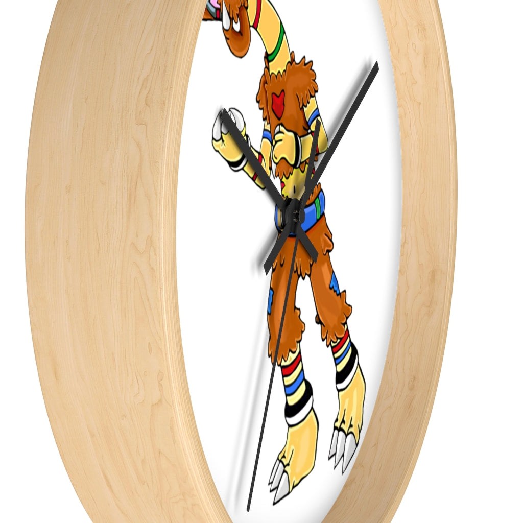 Gydro Wall Clock featuring a wooden frame and plexiglass face, designed for indoor use with a silent mechanism.