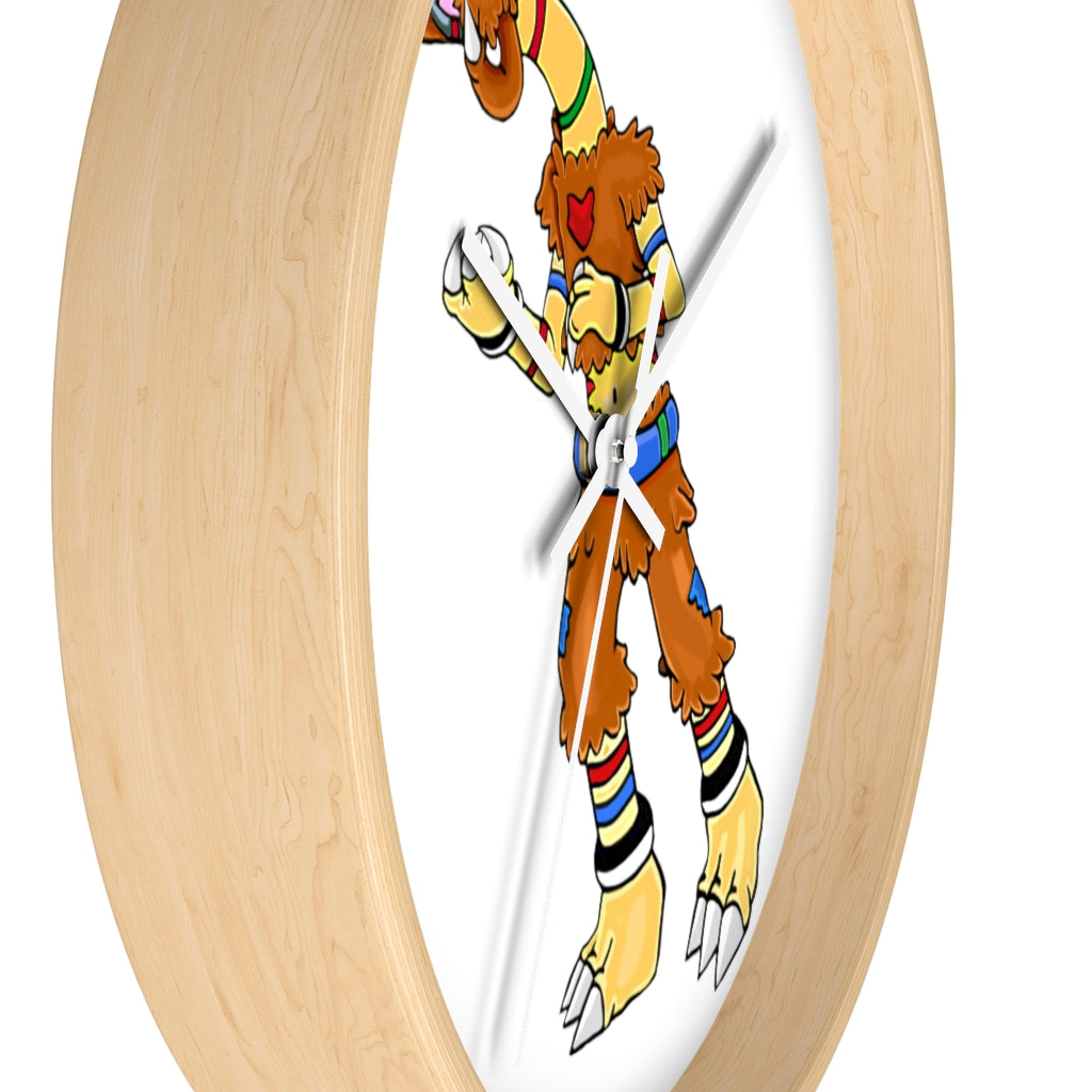 Gydro Wall Clock featuring a wooden frame and plexiglass face, designed for indoor use with a silent mechanism.