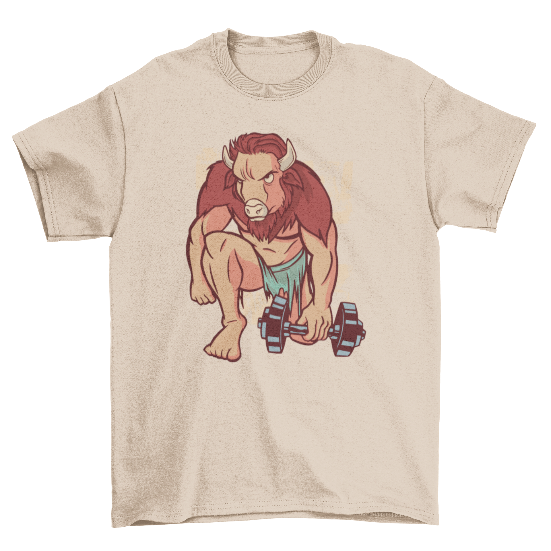 A stylish Gym Buffalo T-Shirt featuring a bold illustration of a bodybuilder buffalo, perfect for workouts and casual wear.