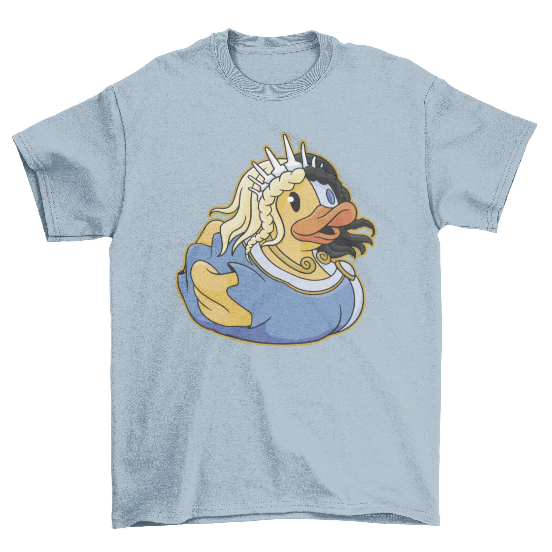 Half blonde rubber duck t-shirt featuring a playful design with a vibrant yellow duck and blonde accents.