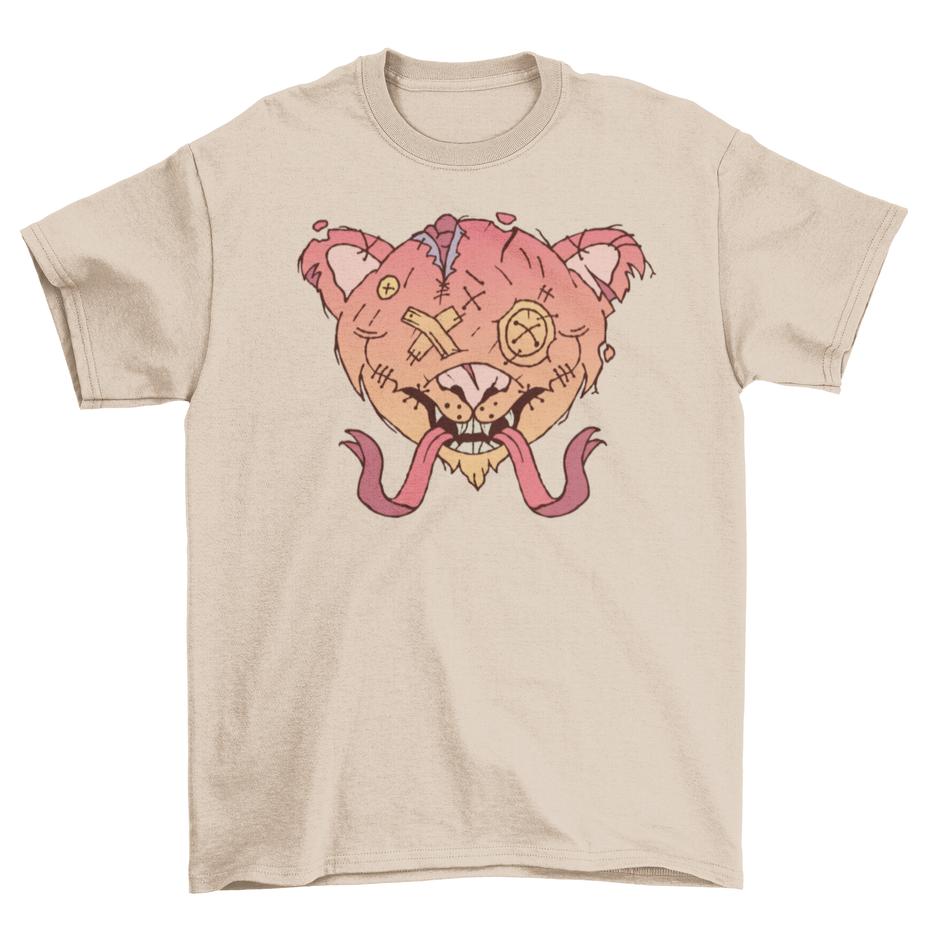 A spooky Halloween t-shirt featuring a creepy teddy bear design, perfect for Halloween celebrations.