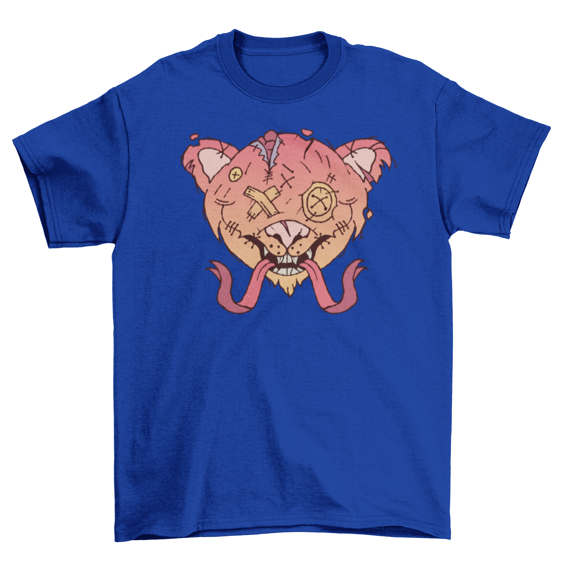 A spooky Halloween t-shirt featuring a creepy teddy bear design, perfect for Halloween celebrations.