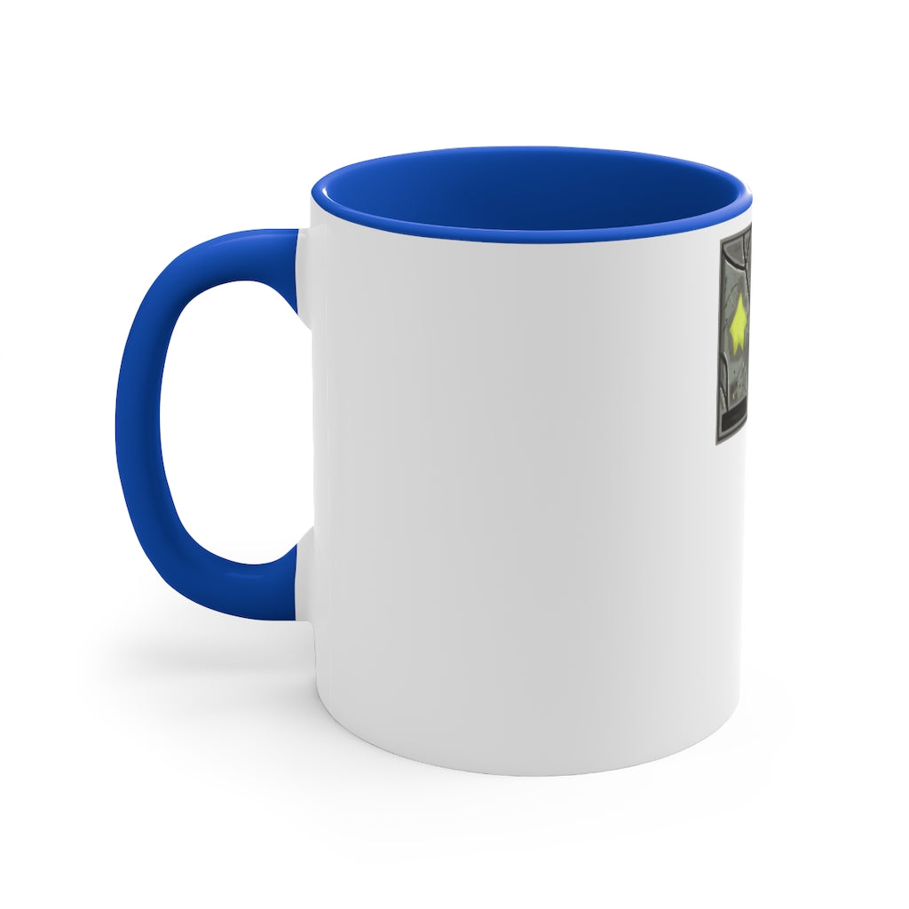 Hammer 11oz Accent Mug featuring a white ceramic body with a colored interior and handle, showcasing vibrant color options.