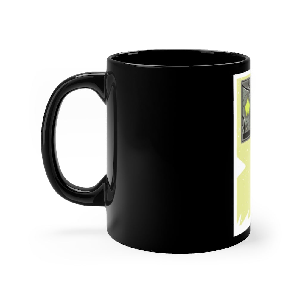 Hammer Black mug 11oz made of durable black ceramic with a full-wrap design, featuring rounded corners and a comfortable C-handle.