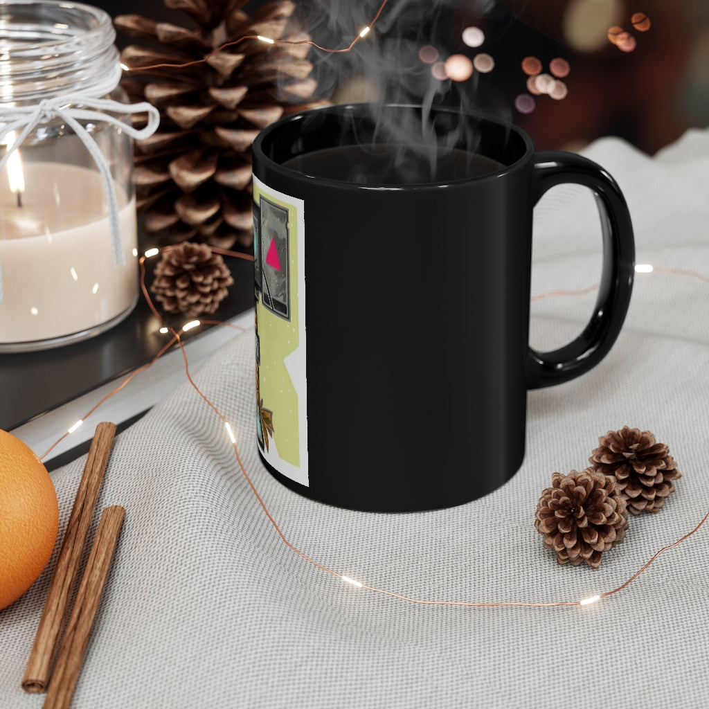 Hammer Black mug 11oz made of durable black ceramic with a full-wrap design, featuring rounded corners and a comfortable C-handle.