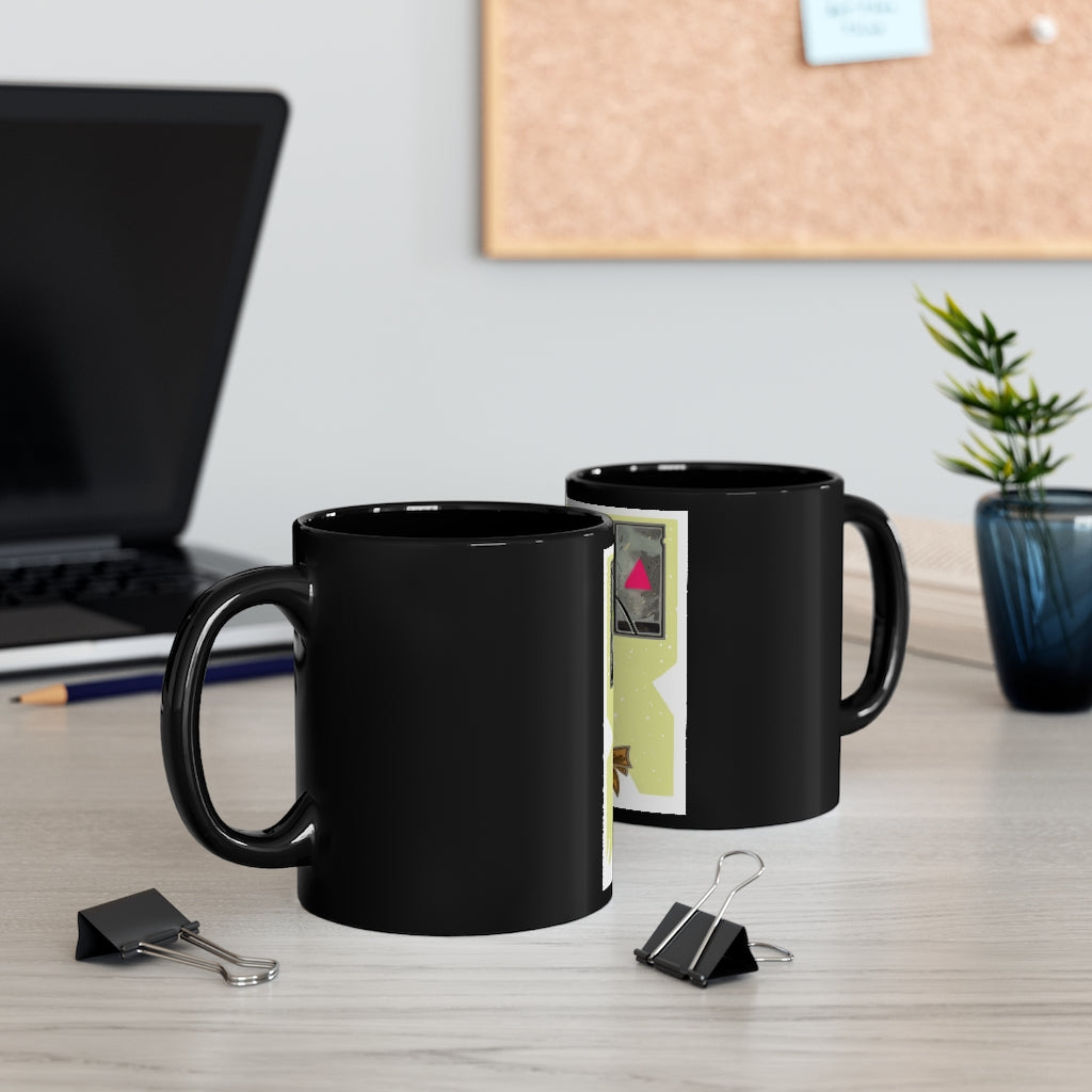 Hammer Black mug 11oz made of durable black ceramic with a full-wrap design, featuring rounded corners and a comfortable C-handle.