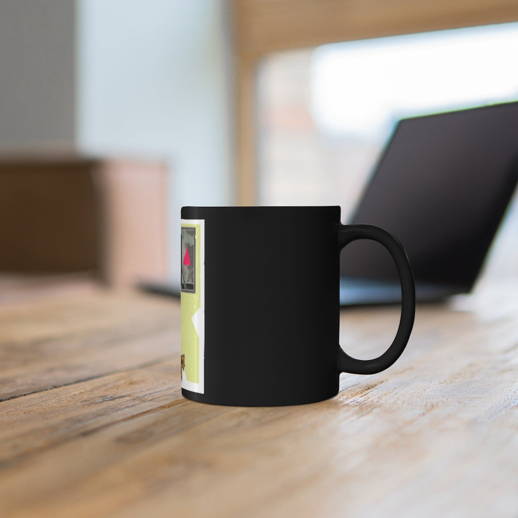 Hammer Black mug 11oz made of durable black ceramic with a full-wrap design, featuring rounded corners and a comfortable C-handle.