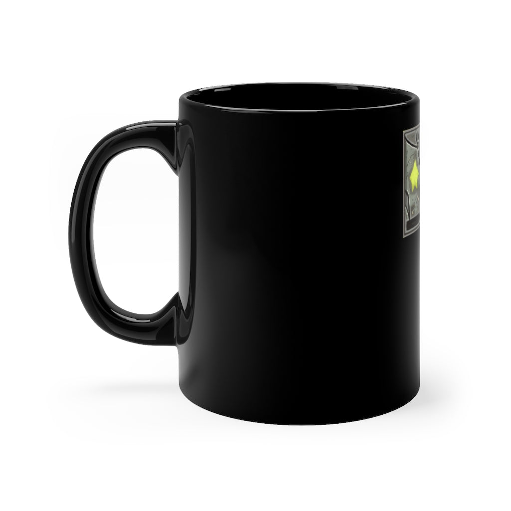 Hammer Black mug 11oz with rounded corners and C-handle, showcasing full-wrap decoration style.