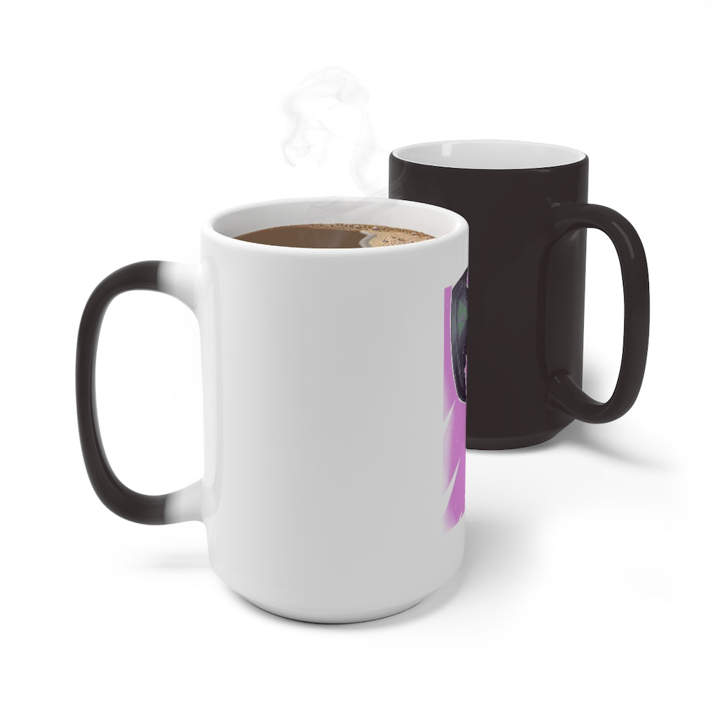 Hammer Color Changing Mug showcasing its unique color-changing feature with a white ceramic finish.