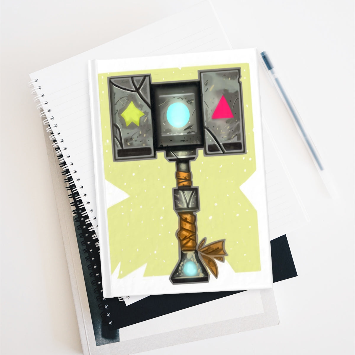 Hammer Journal - Blank with hardcover and colorful wraparound print, showcasing blank pages for creativity.