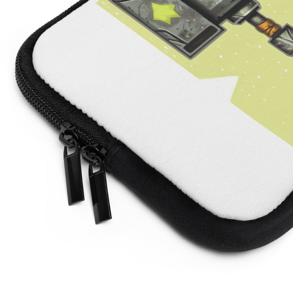 Hammer Laptop Sleeve featuring a customizable front and solid black back, made from water-resistant neoprene material.