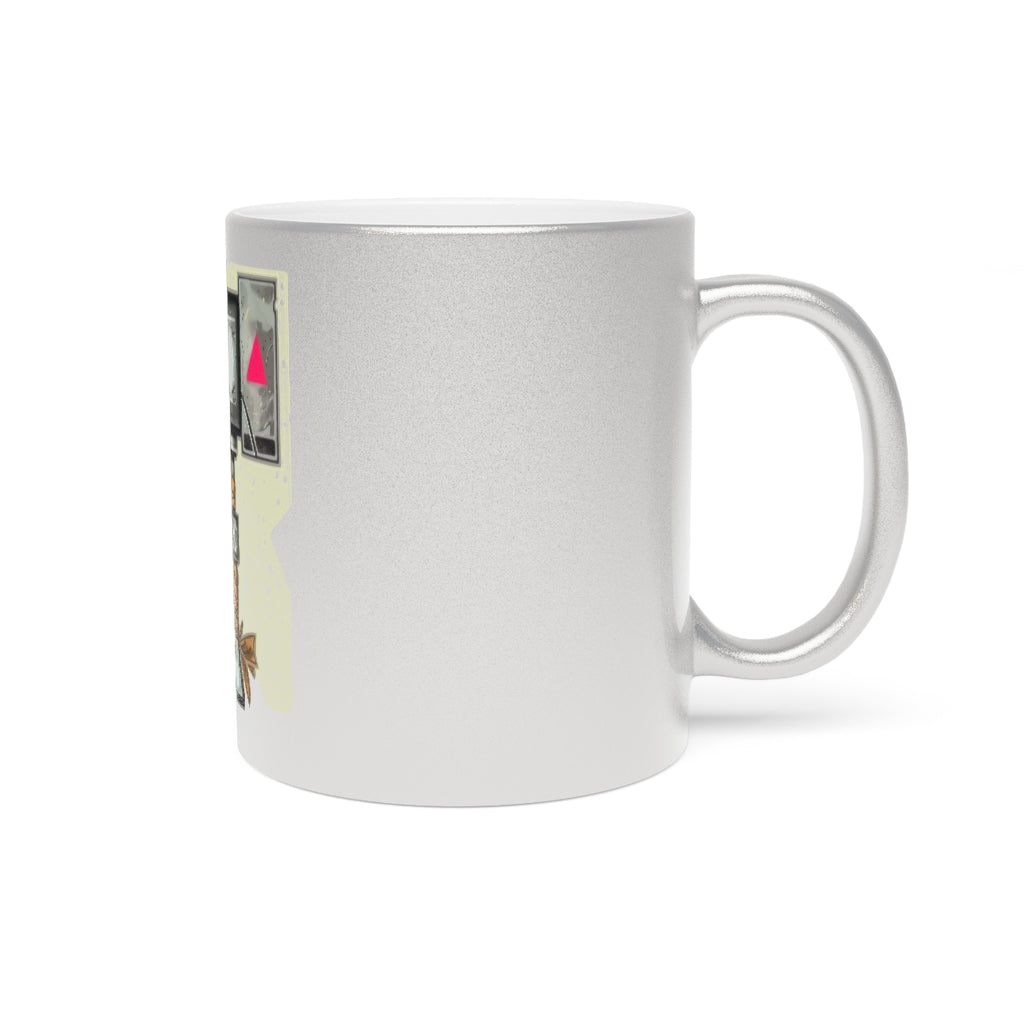 Hammer Metallic Mug in Silver and Gold finishes, showcasing personalized designs and a comfortable C-handle.