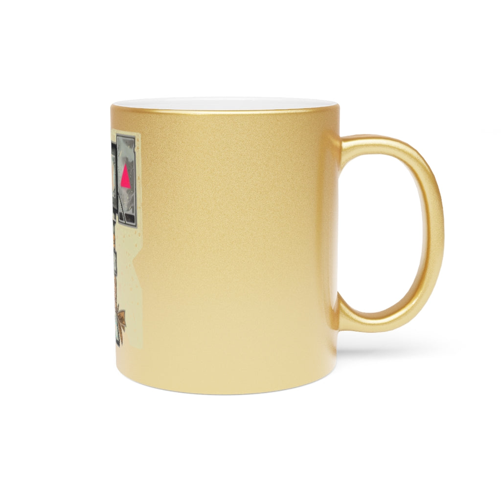 Hammer Metallic Mug in Silver and Gold finishes, showcasing personalized designs and a comfortable C-handle.