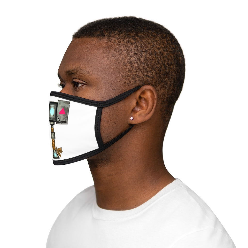 Hammer Mixed-Fabric Face Mask featuring a black outer edge and earloops, made from polyester and cotton for comfort and style.