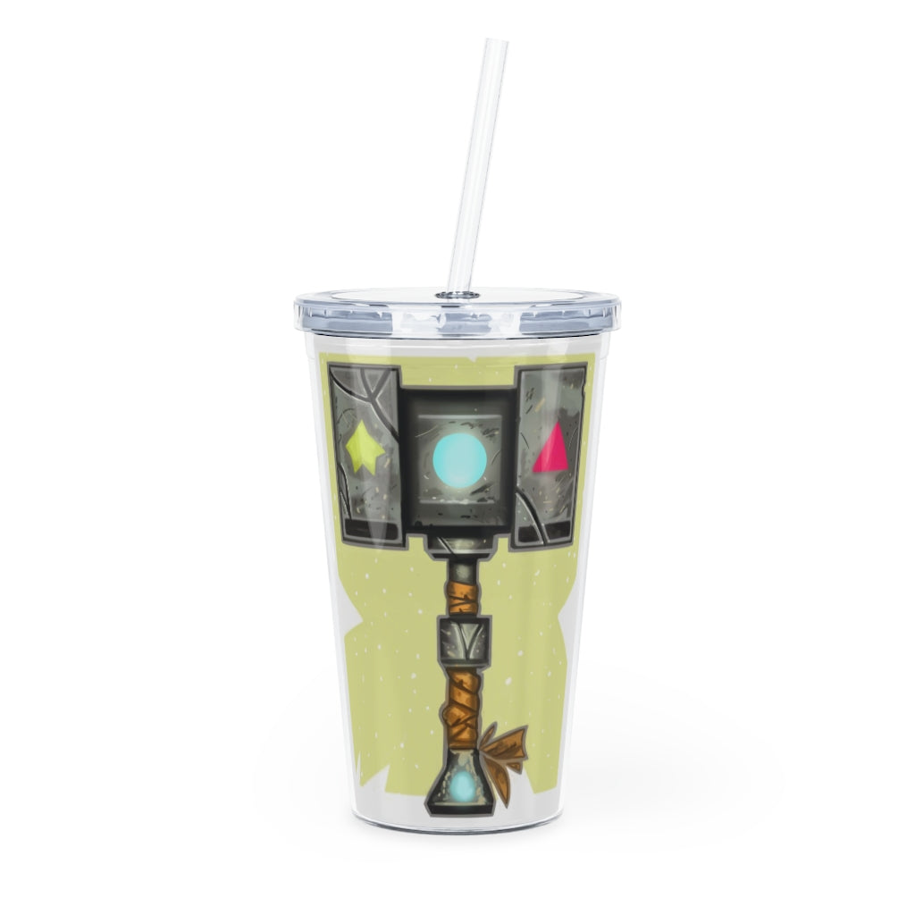 Hammer Plastic Tumbler with Straw, featuring a customizable design and double wall insulation, perfect for drinks at home or events.