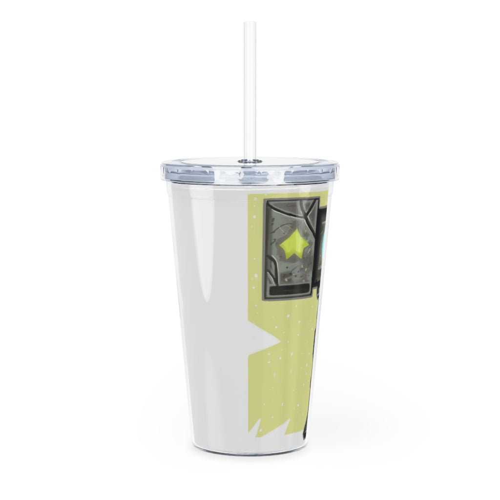 Hammer Plastic Tumbler with Straw, featuring a customizable design and double wall insulation, perfect for drinks at home or events.