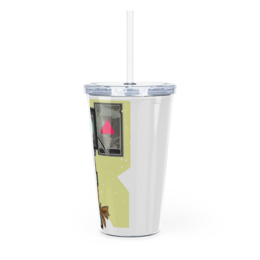 Hammer Plastic Tumbler with Straw, featuring a customizable design and double wall insulation, perfect for drinks at home or events.